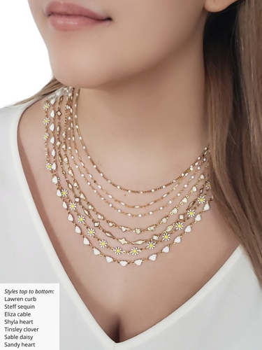 White Gold Unfinished PVD Stainless Steel Chain Collection,  7 Style Options