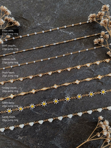 White Gold Unfinished PVD Stainless Steel Chain Collection,  7 Style Options