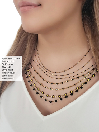 Black Gold Unfinished PVD Stainless Steel Chain Collection,  7 Style Options