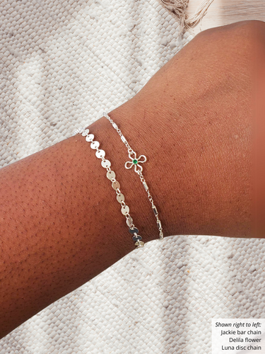 Delila Sterling Silver Birthstone Flower Bracelet Connectors, 13 Color Options