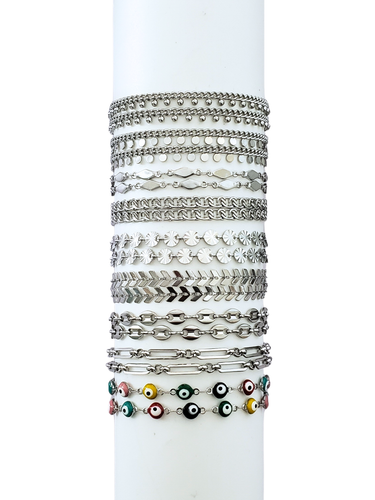 Unfinished Silver Necklace Chain Collection,  9 Styles Stainless Steel