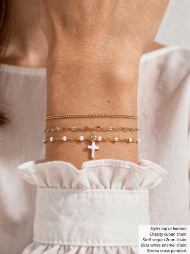 White Gold Unfinished PVD Stainless Steel Bracelet Chains,  7 Style Options