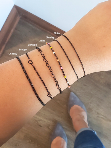 Black Unfinished PVD Stainless Steel Bracelet Chains,  6 Style Options