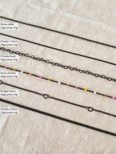 Black Unfinished PVD Stainless Steel Bracelet Chains,  6 Style Options