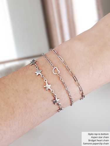 Stainless Steel Unfinished Bracelet Chain, 8 Styles Heart Star Cross