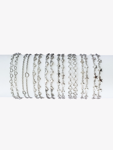 Stainless Steel Unfinished Bracelet Chain, 8 Styles Heart Star Cross