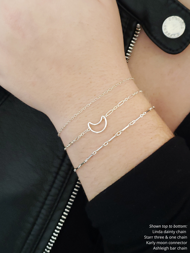 Ashleigh Unfinished Bar Link Bracelet Chain, 14K Gold Filled or Sterling Silver