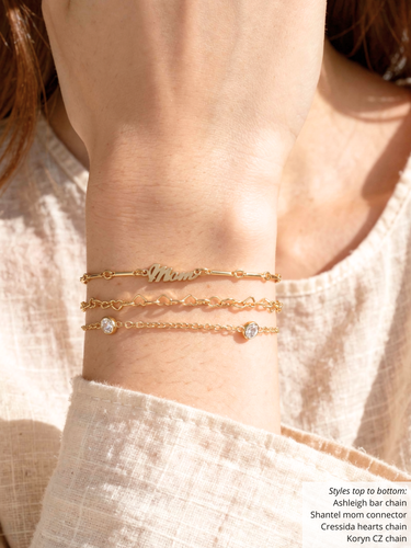 Ashleigh Unfinished Bar Link Bracelet Chain, 14K Gold Filled or Sterling Silver