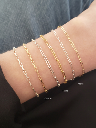 Celeste Unfinished Paperclip Bracelet Chain, 14K Gold Filled or Sterling Silver