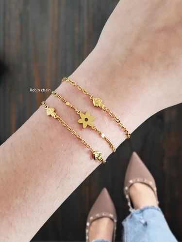 Robin Unfinished Sequin Bracelet Chain, PVD Stainless Steel 3 Color Options