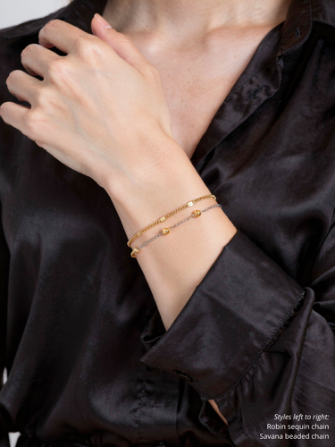 Robin Unfinished Sequin Bracelet Chain, PVD Stainless Steel 3 Color Options