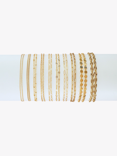 Gold Filled Unfinished Bracelet Chain Collection, 10 Styles