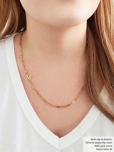 Kaura Gold Letter Necklace Connector, PVD Stainless Steel
