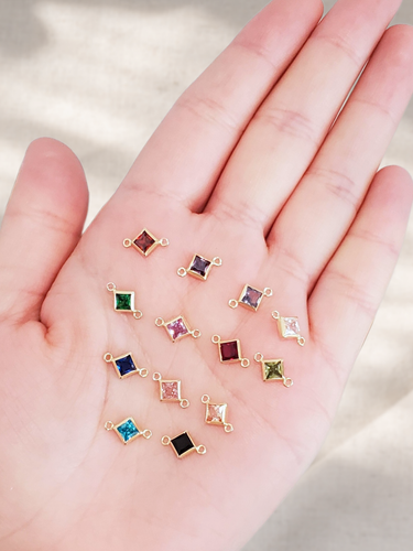 Alix Gold Filled CZ Diamond Birthstone Connectors, 3mm and 4mm