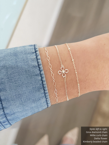 Gina Unfinished Diamond Bracelet Chain, Gold Filled And Sterling Silver