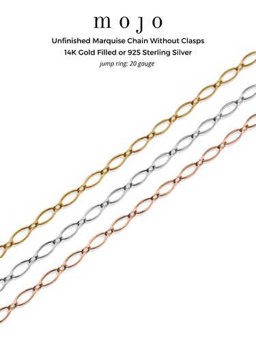 Regan Unfinished Marquise Bracelet Chain, Gold Filled And Sterling Silver