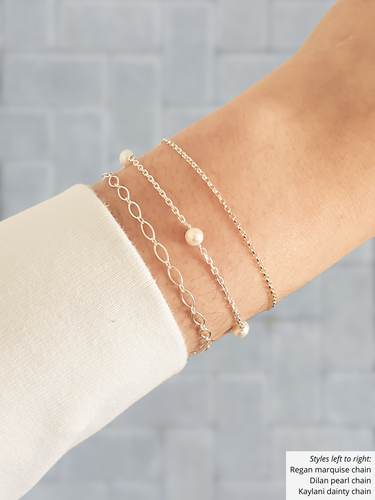 Regan Unfinished Marquise Bracelet Chain, Gold Filled And Sterling Silver