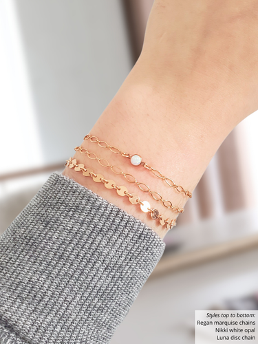 Regan Unfinished Marquise Bracelet Chain, Gold Filled And Sterling Silver