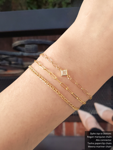 Regan Unfinished Marquise Bracelet Chain, Gold Filled And Sterling Silver