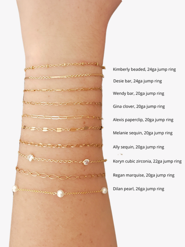 14k Gold Filled Unfinished Bracelet Chain Collection, 10 Style Options