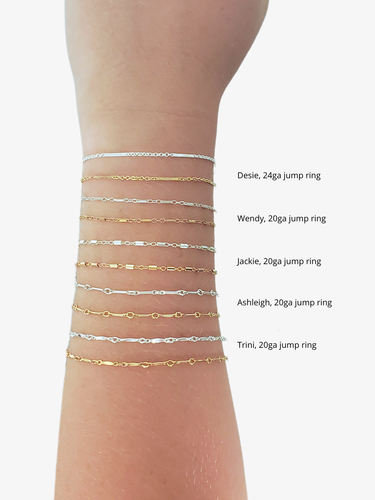 Unfinished Bar Link Bracelet Chain Collection, 14K Gold Filled or Sterling Silver