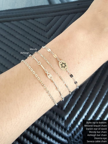 Unfinished Bar Link Bracelet Chain Collection, 14K Gold Filled or Sterling Silver
