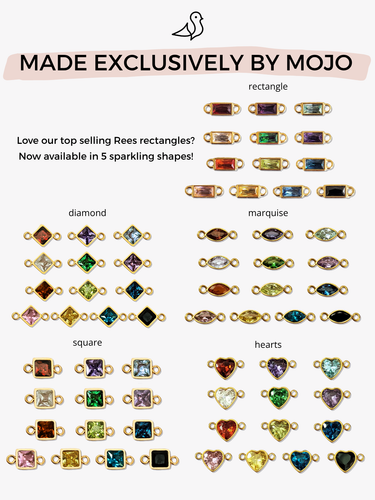 Rees Flat Back Heart Birthstone Bracelet Connector, Gold PVD Stainless Steel