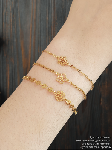 Margot Gold PVD Stainless Steel Birth Flower Bracelet Connectors