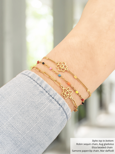 Margot Gold PVD Stainless Steel Birth Flower Bracelet Connectors