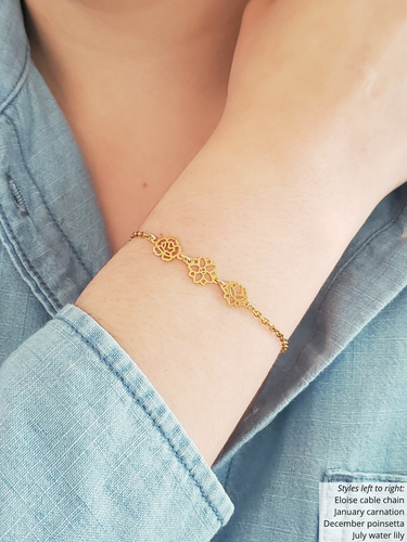 Margot Gold PVD Stainless Steel Birth Flower Bracelet Connectors