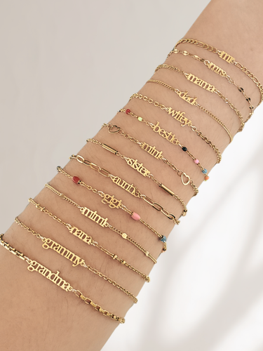 Gold Print Word Bracelet Connectors, PVD Stainless Steel