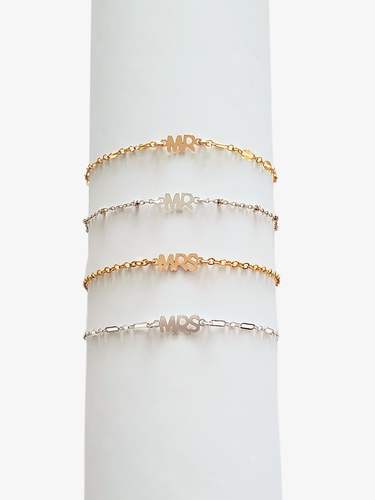 MR and MRS Bracelet Connectors, Gold Filled And Sterling Silver