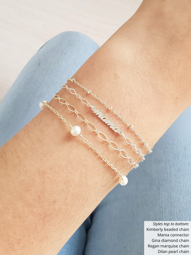 Mom, Mama, Nana Bracelet Connectors, Gold Filled And Sterling Silver