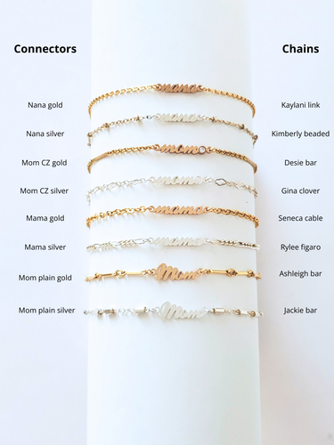 Mom, Mama, Nana Bracelet Connectors, 14K Gold Filled And 925 Sterling Silver