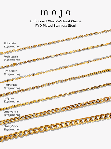 Gold Classic Unfinished Bracelet Chain Collection, PVD Stainless Steel