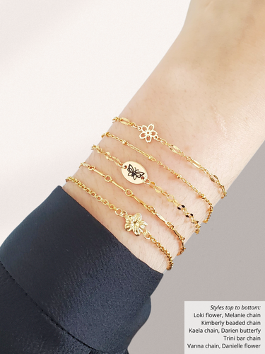 Danielle Flower Bracelet Connector, Gold Filled or Sterling Silver