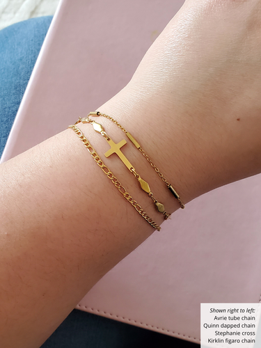 Stephanie Cross Bracelet Connector, PVD Stainless Steel