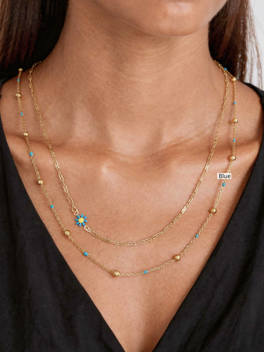 Beaded Colorful Enamel Unfinished Necklace Chains, PVD Stainless Steel
