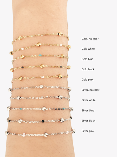 Beaded Colorful Enamel Unfinished Bracelet Chains, PVD Stainless Steel