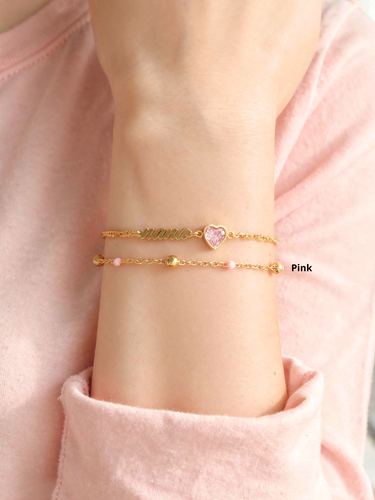 Beaded Colorful Enamel Unfinished Bracelet Chains, PVD Stainless Steel