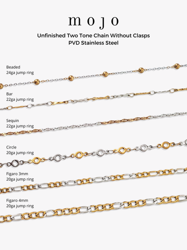 Unfinished Two Tone PVD Stainless Steel Necklace Collection,  6 Styles