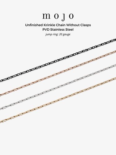 Stevy Unfinished Krinkle Bracelet Chain, PVD Stainless Steel 4 Color Options