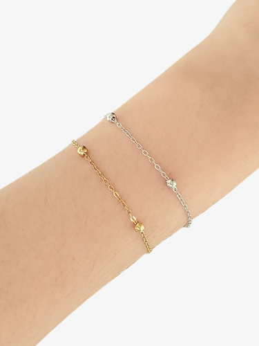 Yara Unfinished Beaded Bracelet Chain, PVD Stainless Steel