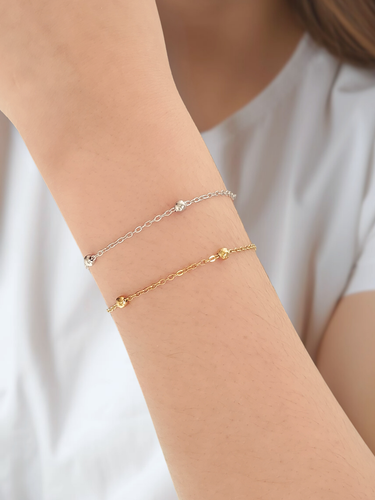 Yara Unfinished Beaded Bracelet Chain, PVD Stainless Steel