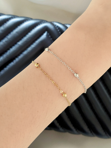 Yara Unfinished Beaded Bracelet Chain, PVD Stainless Steel