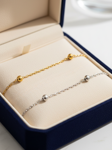 Yara Unfinished Beaded Bracelet Chain, PVD Stainless Steel