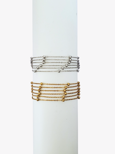 Yara Unfinished Beaded Necklace Chain, PVD Stainless Steel