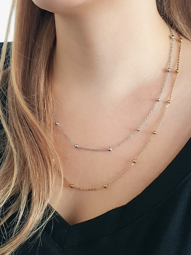 Yara Unfinished Beaded Necklace Chain, PVD Stainless Steel