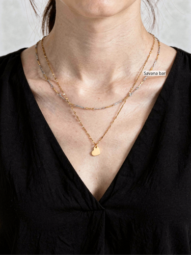 Unfinished Bar Diamond and Circle Necklace Chains, PVD Stainless Steel