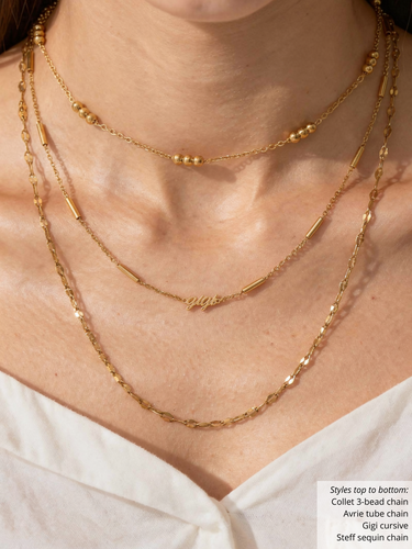 Unfinished Bar Diamond and Circle Necklace Chains, PVD Stainless Steel